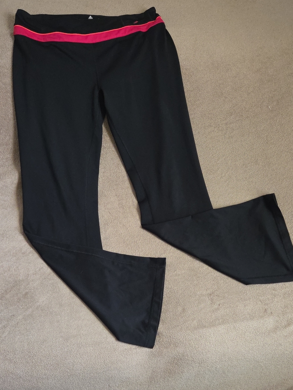 adidas Black Boot-Cut Pants with Pink Waistband